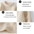 thumbnail image 3 of Men's Crew Neck Cable Knit Sweater Long Sleeve Relaxed Fit Pullover Thick Knitwear Casual Tops for Fall Winter Daily Wear White 4XL, 3 of 6