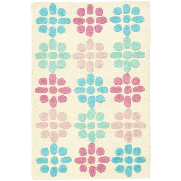 SAFAVIEH Soho Daisy Geometric Wool Area Rug, Ivory/Multi, 2' x 3'