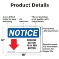thumbnail image 2 of (2 Pack) Choking Button Push Red Button OSHA Notice Sign 18 Inch X 12 Inch Indoor / Outdoor Rust-Free Aluminum Metal Signs for Workplace, Workshop, and Construction Site, Made in the, 2 of 8