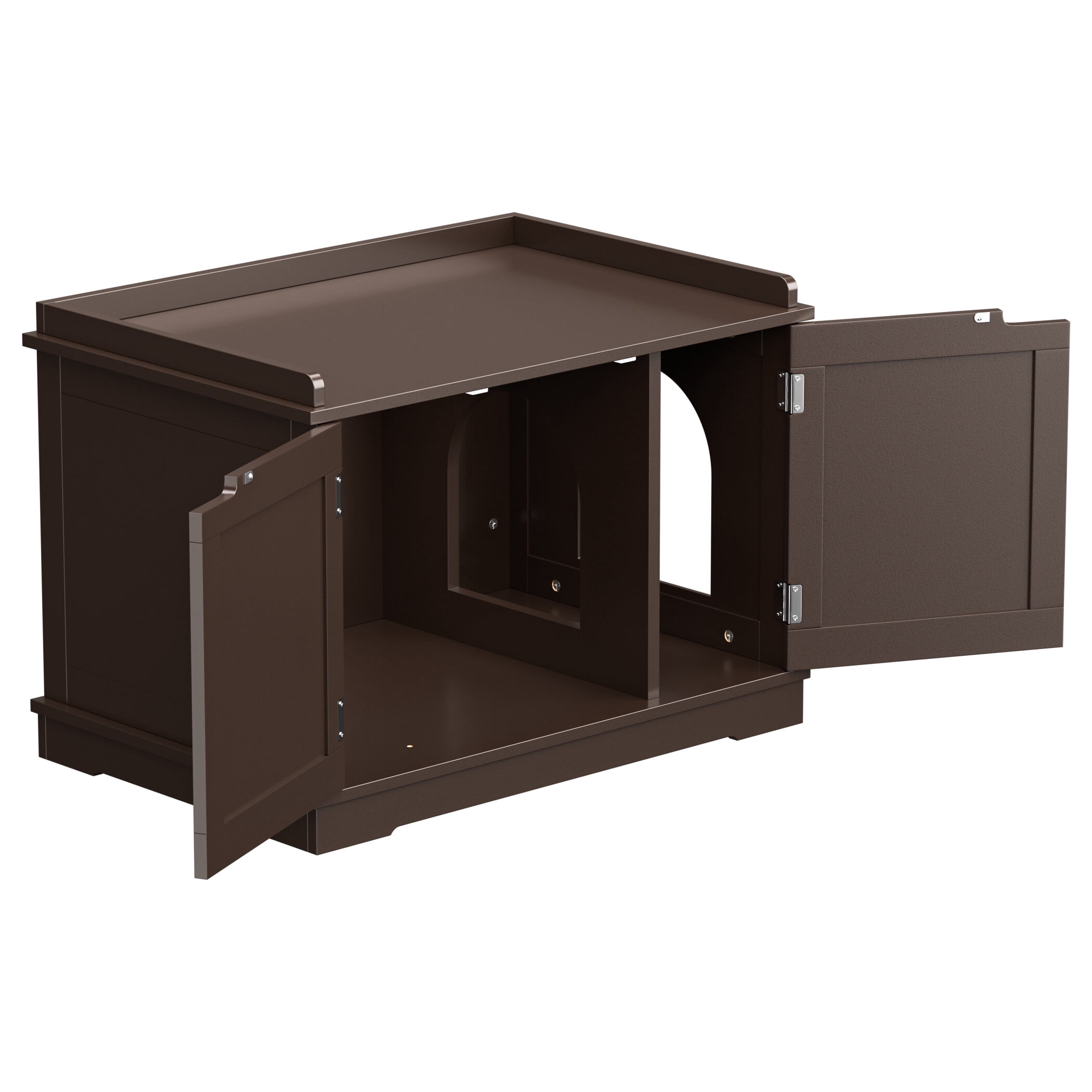 ZENY Double Door Cat Washroom Hidden Cat Litter Box Enclosure Storage Cabinet MDF Frame Pet Cat House, Brown