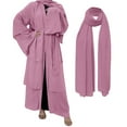 thumbnail image 2 of IBTOM CASTLE Muslim Chiffon Abaya for Women Open Front Cardigan Modest Dress with Hijab Scarf Middle East Arabian Robe Islamic Long Dress M Rose Pink, 2 of 8