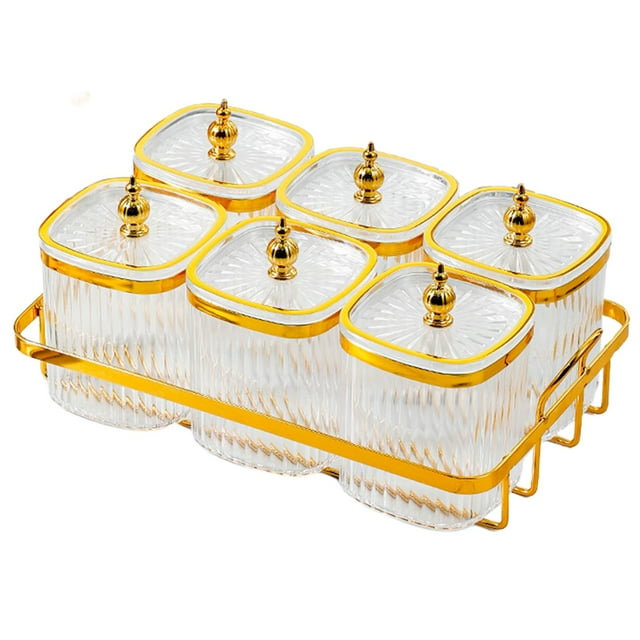 Platos de frutos secos divididos, plato para aperitivos, caja nórdica multifuncional para almacenar alimentos 6 cuadrícula clara