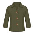 thumbnail image 4 of CUSTG Women Blouses Solid Color Relaxed Button Up Tops For With Casual Breathable Everyday Wear Lightweight Comfort Half Sleeve Lapel Fashionable Ladies Summer Shirts, 4 of 4