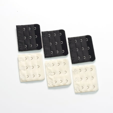 6-pack of Three-hook Bra Extenders - 3 black + 3 beige