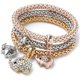 thumbnail image 2 of Alloy Three Colour Elastic Popcorn Chain Bracelet Set with Crystal Heart Pendants for Women, 2 of 5
