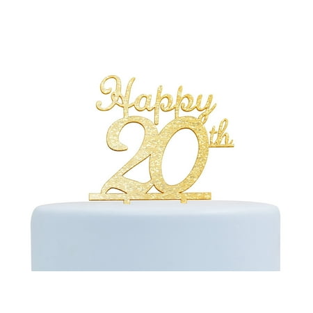 Happy 20th Birthday Gold Acrylic Cake Topper Birthday Party