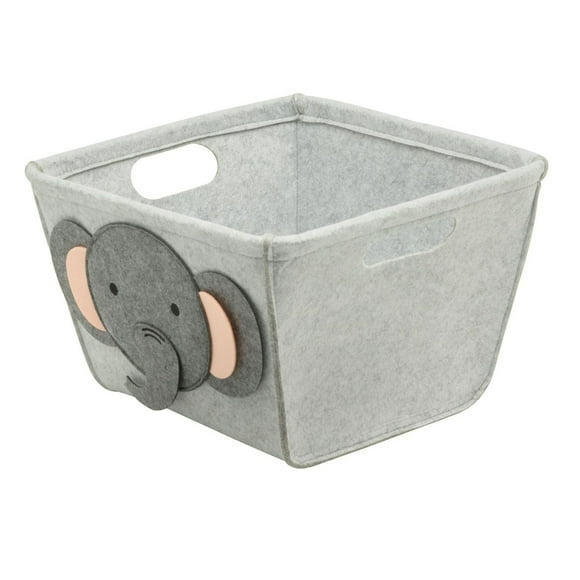 Panier de rangement en feutre avec image de tête d'éléphant blanc