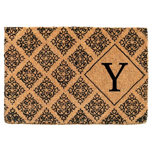 Calloway Mills 103332436Y 24 x 36 x 1.5 in. Regency Monogram Rectangular Doormat, Natural & Black - Letter Y