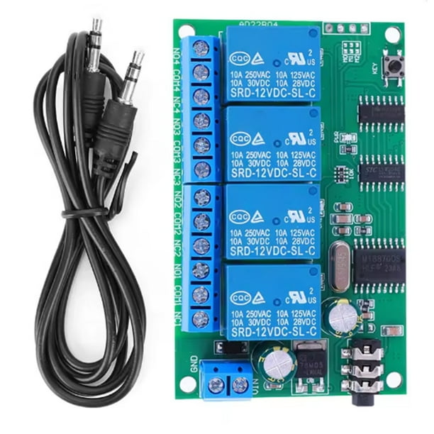 Relé Decodificador de Controlador de Audio DTMF de 4 Canales AD22B04, 12 V CC, Sin Bloqueo, con Autobloqueo, con Enclavamiento y Retardo.