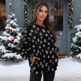 thumbnail image 2 of SCRAWLGOD Paw Print White Black Women's Sweatshirts with Pockets Long Sleeve Crewneck Drop Shoulder Sweatshirt Cozy Fall Winter Casual Clothes Oversized Soft Tops, M, 2 of 7