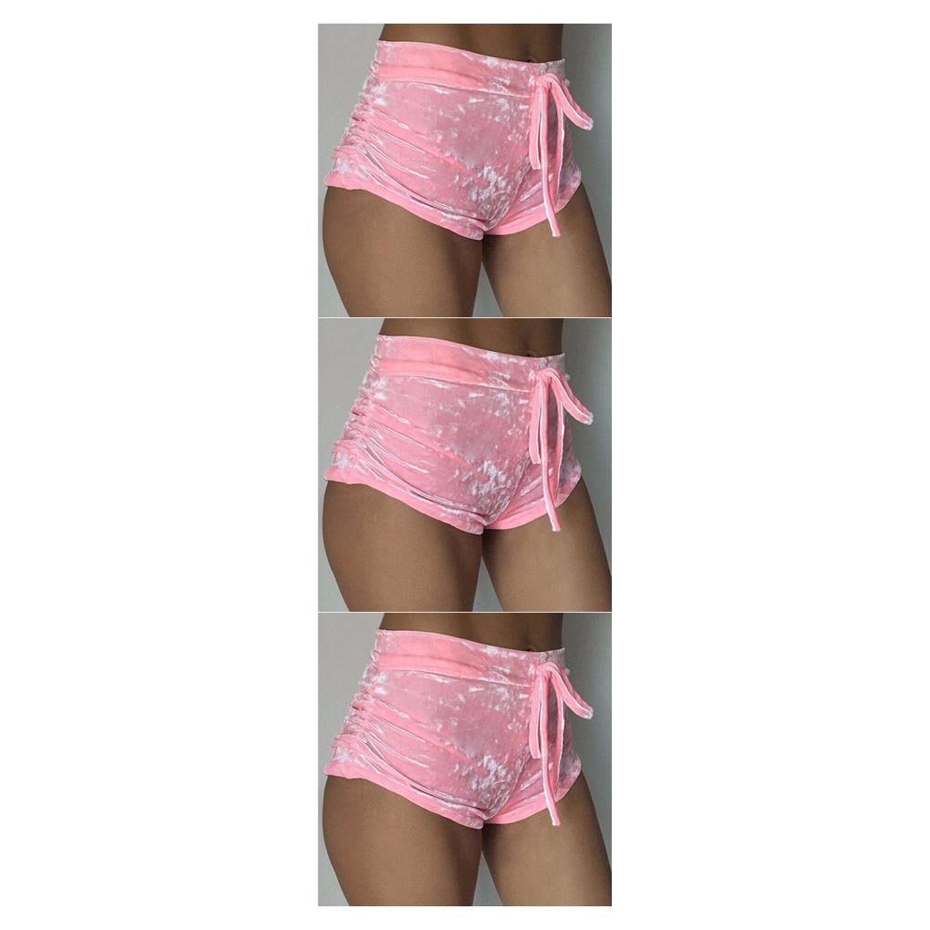 Pink velvet drawstring shorts best sale