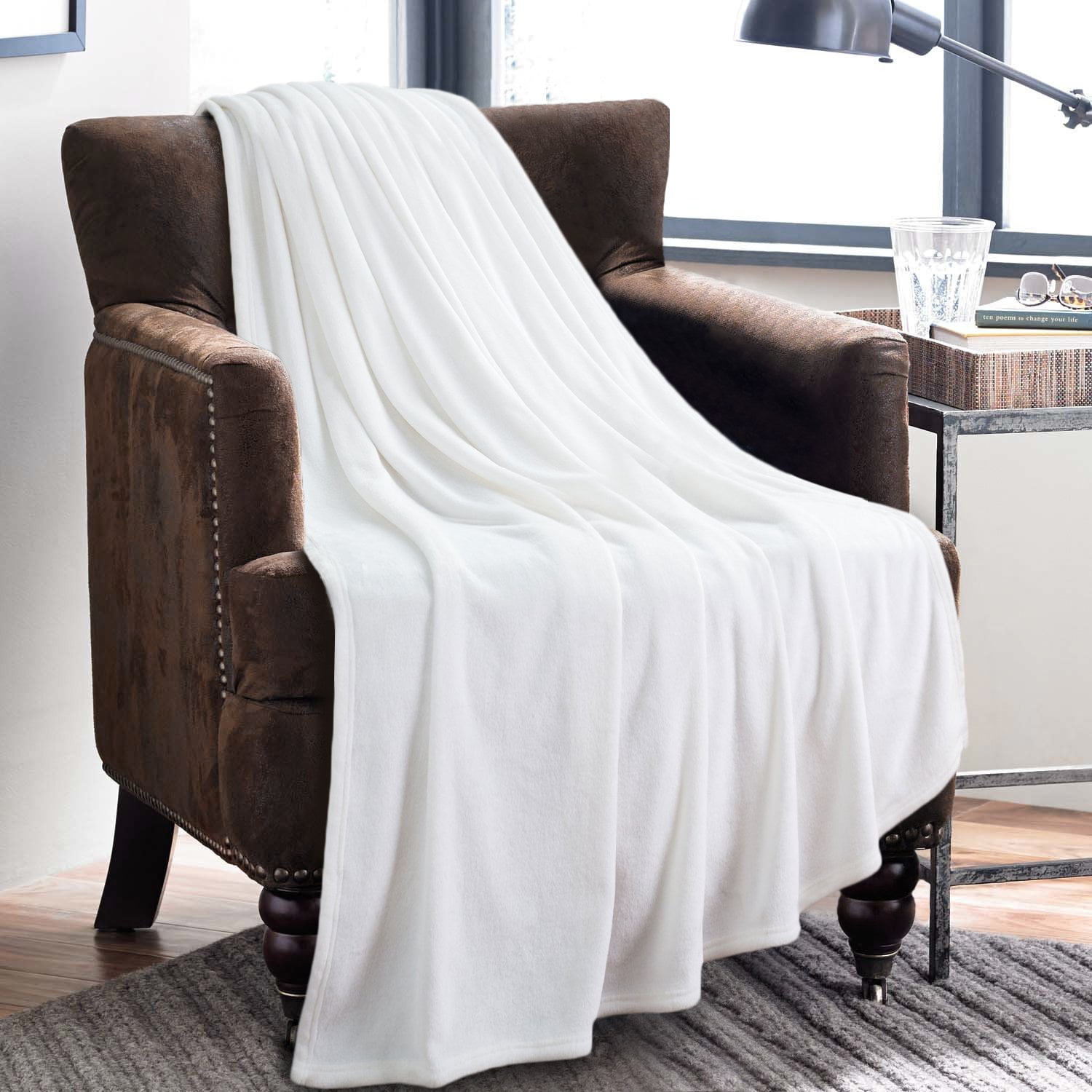 Bedsure Fleece Blanket Throw Size White Lightweight Super Soft Cozy
