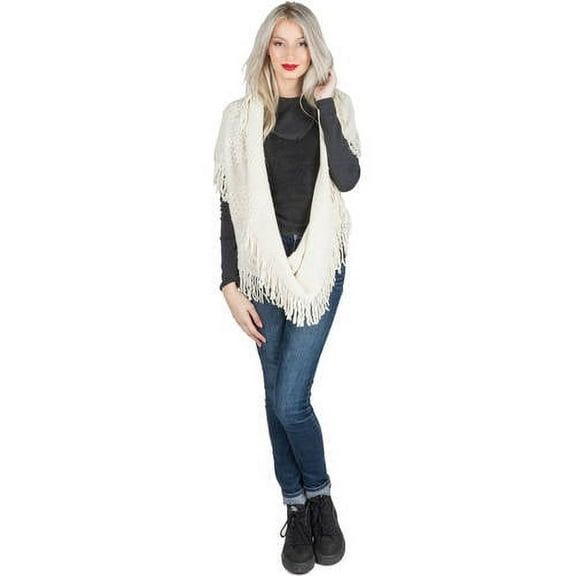Women's Soft Woven Infinity Wrap Shawl Scarf with Frills [Adult Size]