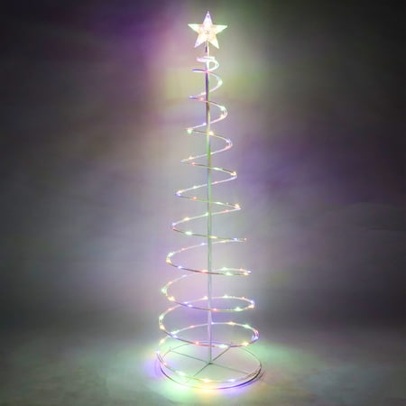 Joiedomi 5ft Lighted Spiral Christmas Tree 100 LED Yard Light for Christmas Outdoor Yard Garden Decorations Multicolor)