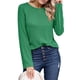 thumbnail image 2 of Camisetas de Larga para Mujer, Ropa de Moda de Otoño, Tops Modernos, Camiseta Básica de Punto con Cuello Redondo Verde Brillante S, 2 of 10