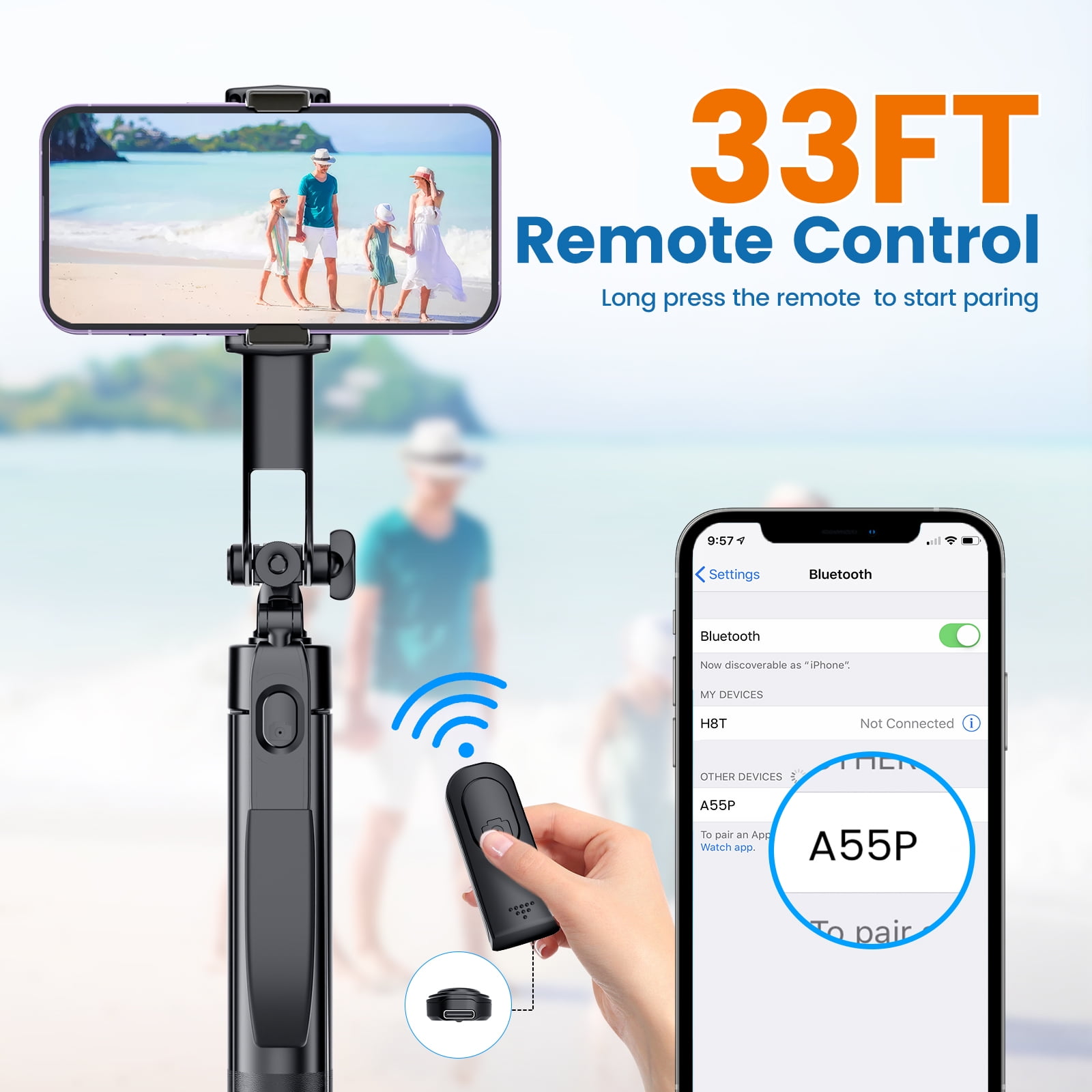 Avoalre 67" Selfie Stick Tripod with Fill Light & Remote photo 6
