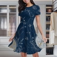 thumbnail image 2 of Navy Paisley Floral Design Women's Classic Swing Skater Dress Casual Work Party Cocktail Dresses, 2 of 6