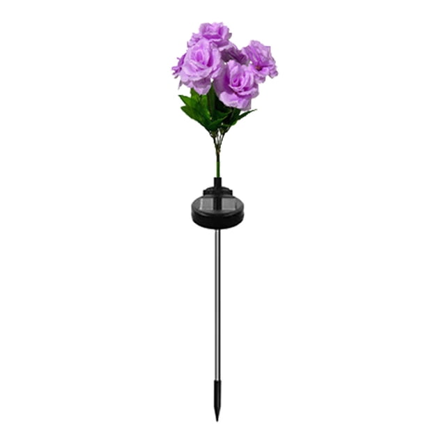 Set of 7 Solar - Powered LED Rose Lights for Outdoor Garden Decoration, Weatherproof, Auto - On at Dusk