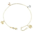 thumbnail image 3 of 14K Tri-Color Gold Fancy Link Chain Statement 12mm Multi Charm Anklet 9"+ 1" Ext, 3 of 6