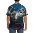 thumbnail image 3 of Sikiie Ocean Coral Turtle Men's Wrinkle Free Untucked Cuban Shirt Business Casual Button Down Shirts Short Sleeve ShirtLarge, 3 of 5