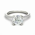 thumbnail image 3 of 2C Round Cut Simulated Diamond Womens Solitaite With Accents Valentine Special Ring 14K White Gold Plated Silver, 3 of 3