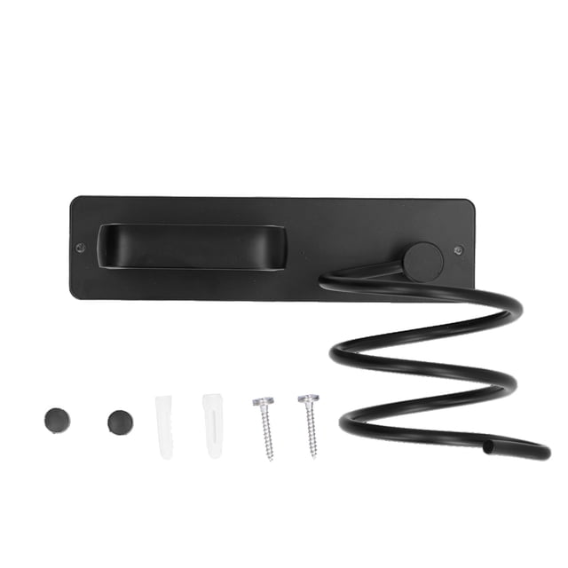 Soporte para secador de pelo, soporte para soplador de peluquería montado en la pared de aleación de aluminio para baño, color negro