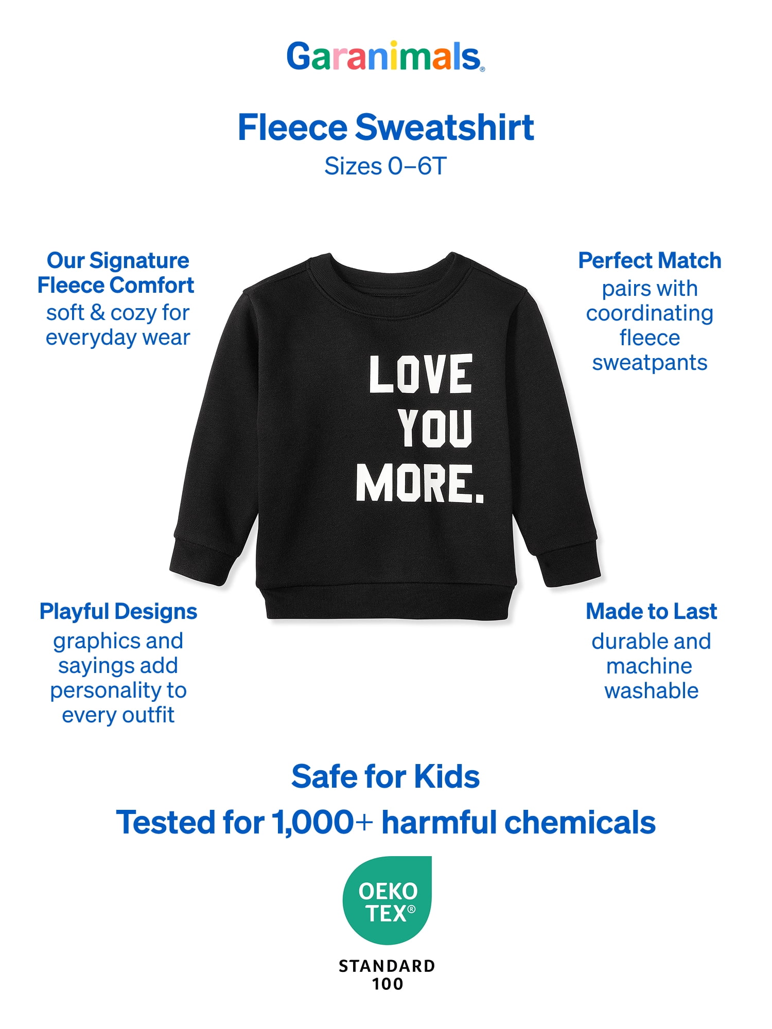 Garanimals Baby & Toddler Boys Graphic Fleece Crewneck Sweatshirt, Sizes 0-6T