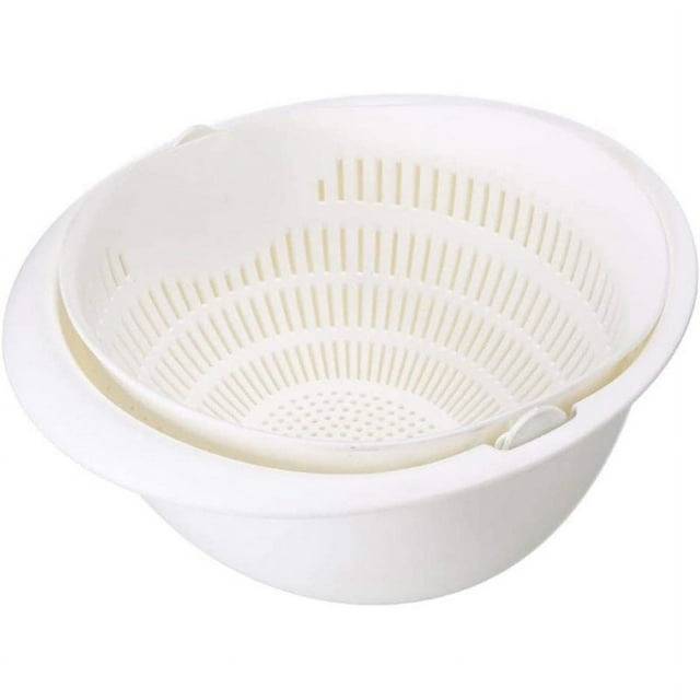 Colador de cocina multifunción 2 en 1, lavabo y cesta de drenaje giratorio de doble capa, para limpieza, lavado, frutas y verduras Ormromra WL-00962-1