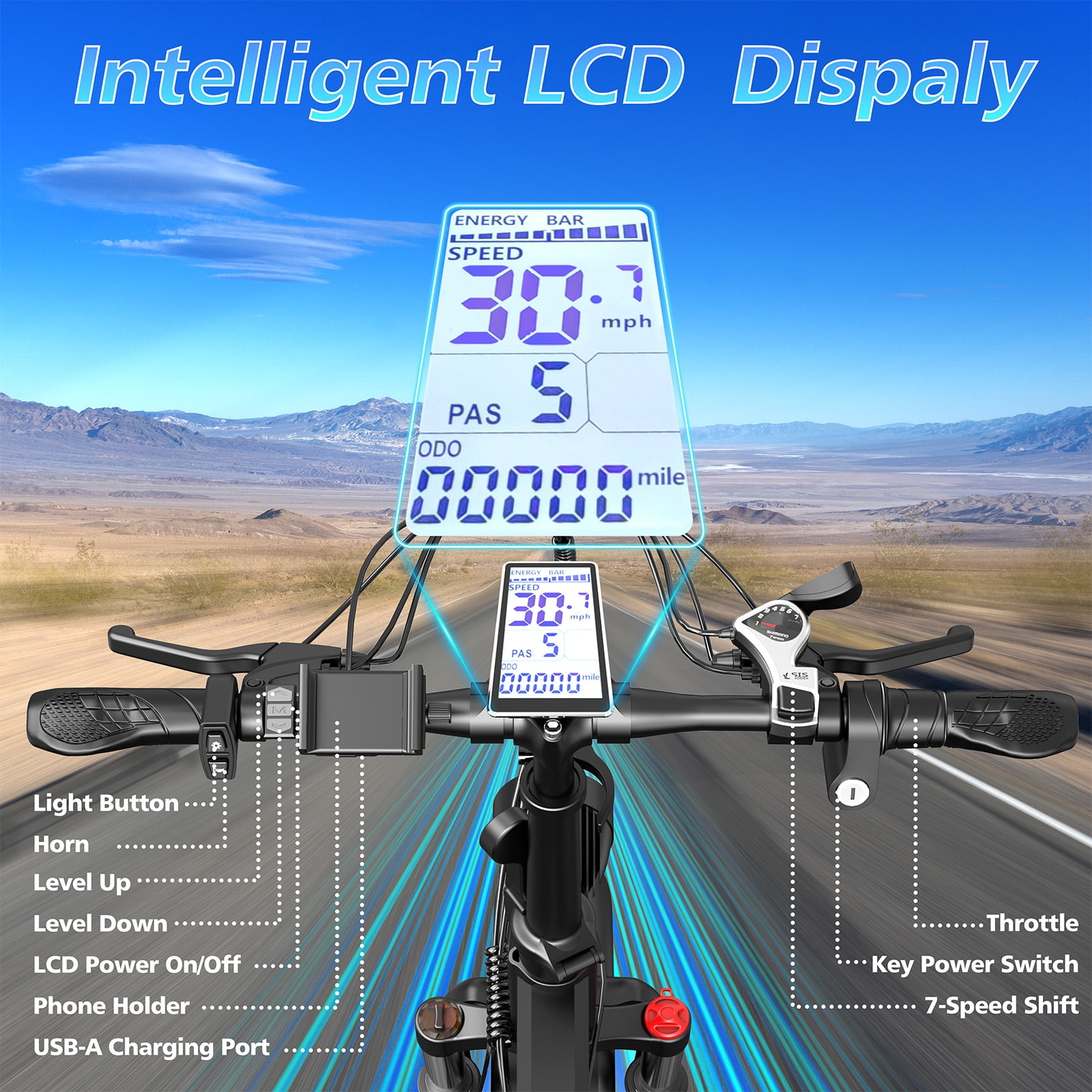 GugoIs 1500W Peak Electric Bike, 20" x 4.0 Fat Tire Electric Mountain Bike, 48V 20Ah Battery Folding Ebike with Rear Rack, 7 Speed E-Bicycle, Lockable Suspension Fork, off-road UL2849