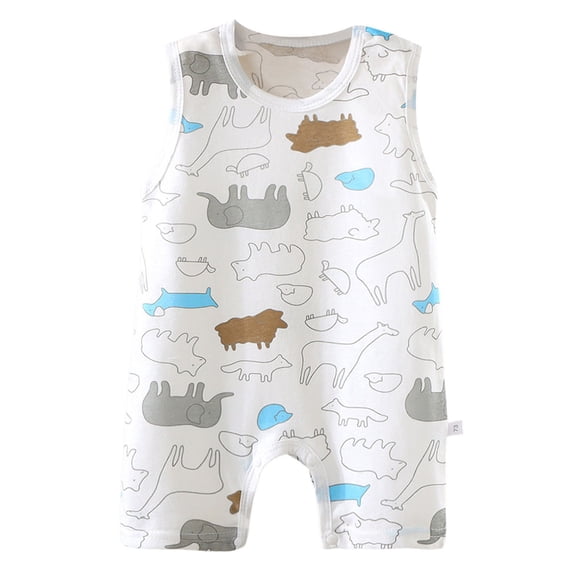 Pandaie Newborn Baby Boy Girl Clothes Stripeds Sleeveless Summer Overall Romper Infant Cute Button Down One Piece Jumpsuit 0-6 Months Grey