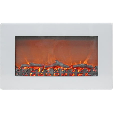 

Hanover Fireside 30 In. Wall-Mount Electric Fireplace with White Flat-Panel and Realistic Log Display