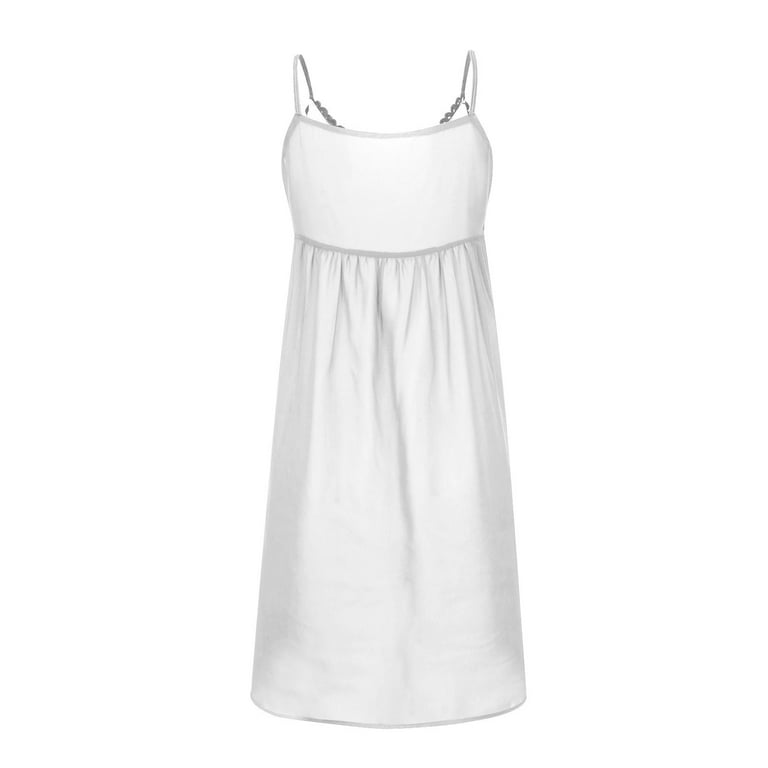 IROINNID Women's Shift Dress V-Neck Appliques Spaghetti Strap Sleeveless  Sling Dress Solid Color Drop Waist Dress - Walmart.com