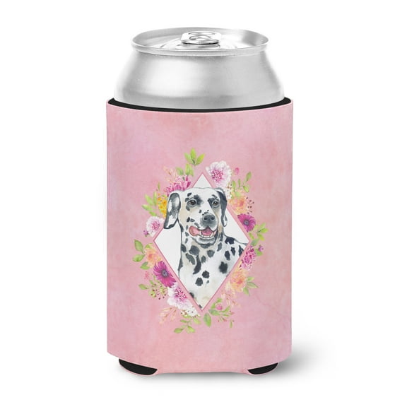 Dalmatian Pink Flowers Can or Bottle Hugger