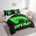 thumbnail image 3 of Manfei Kids Gamepad Controller 7-Piece Twin Bedding Sets,Console Video Game Bedding Comforter Set,Green Polka Dots Sheet Sets For Boys,Luxury Bedroom Decor Reversible, 3 of 8