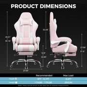 GTPLAYER Ergonomic Fabric Gaming Office Chair with Footrest, Pink