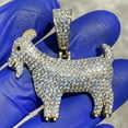 thumbnail image 2 of Real Solid 925 Sterling Silver w/ Gold Finish GOAT Pendant Bling Iced Flooded Micro Pave 1.5" inch, 2 of 7