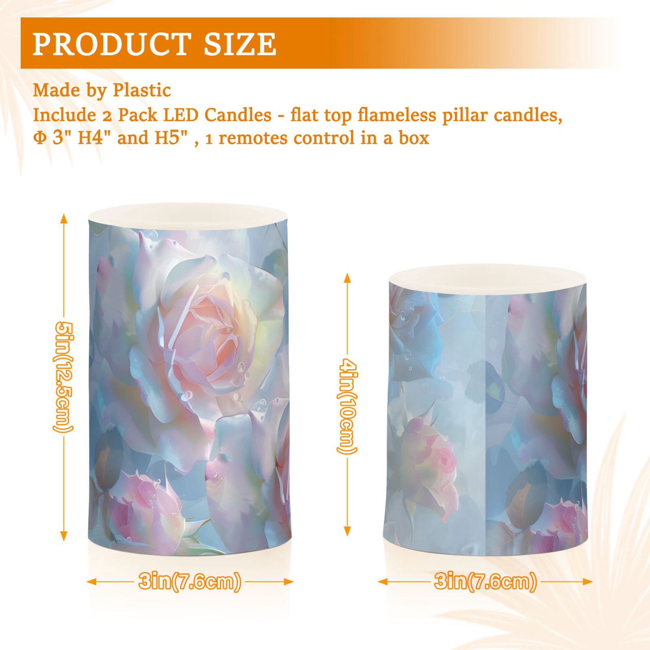 Roses Watercolor Flameless Candles&nbsp;LED Lights Battery Operated Candles with Remote and Timers Flicker Lights Votive Set of 2