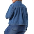 thumbnail image 3 of Agnes Orinda Women's Plus Size Denim Trucker Jacket Turn Down Collar Long Sleeve Button Down Casual Jean Jackets with Pockets 3X Blue, 3 of 6
