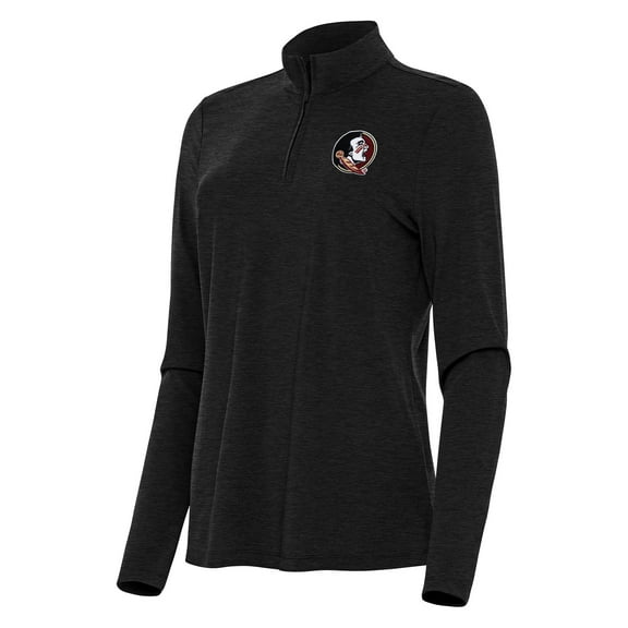 Women's Antigua  Heather Black Florida State Seminoles Bright Quarter-Zip Top