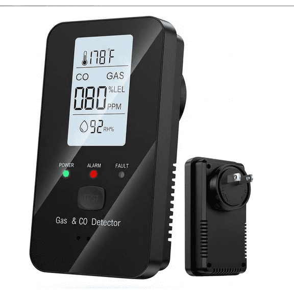 Indoor Camping 4-in-1 CO & Gas Detector Outdoor RV Hotel Safety Alarm,Black,4.3Inch