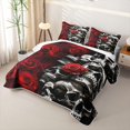 thumbnail image 3 of Homewish Spooky Horror Skull Quilt King,Red Rose Floral King Coverlet Set,3pcs, 3 of 7