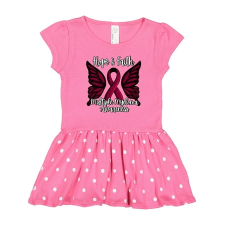 

Inktastic Multiple Myeloma Cancer Awareness Hope & Faith with Butterfly Ribbon Gift Toddler Girl Dress
