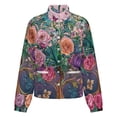 thumbnail image 5 of Jackets for Women Winter Coat Jackets Flannel Stand Collar Jacket(Exotic Floral Jungle Bloom,Size:S-4XL), 5 of 7