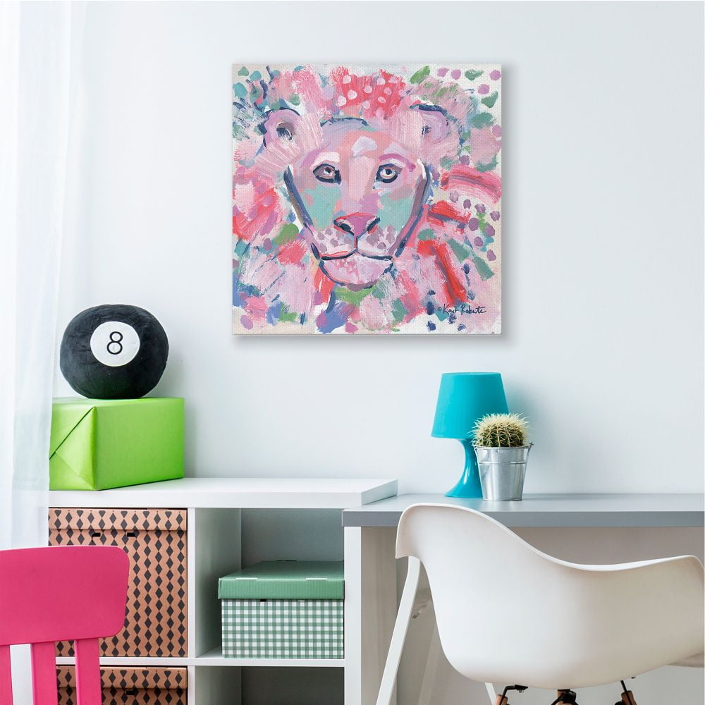 Stupell Industries Pastel Lion's Mane Portrait Jungle Animal Painting Designed by Kait Roberts
