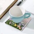 thumbnail image 5 of GZHJMY Square Drink Coasters, 6 Pcs Flowers and Dragonflies Absorbent Ceramic Coffee Coasters for Drinks with Cork Base Housewarming Gift for Home Decor, 5 of 6