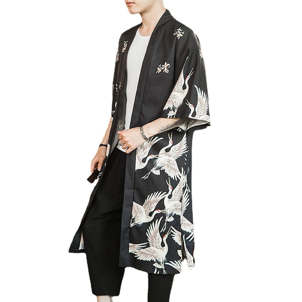 yosuwer Men Japanese Kimono Cardigan Lightweight Loose Fit Casual