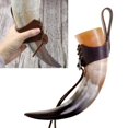 thumbnail image 2 of Yammee Brown PU Leather Horn Shape Mug Cover Portable Drinking Cup Sleeve Beer Belt Attachments Tankard Hanger Accessory, 2 of 10