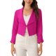 thumbnail image 1 of Chaqueta de mujer Allegra K con solapa acanalada y mangas fruncidas, blazer de negocios recortado en color rosa intenso, 1 of 6