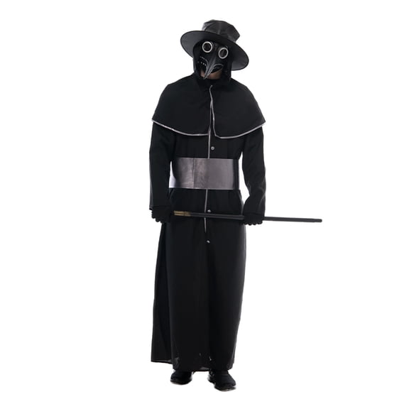 Eraspooky Plague Doctor Costume Men Halloween Party Warlock Coat Steampunk Medieval Suits With Hat Fancy Dress Renaissance Priest Outift L