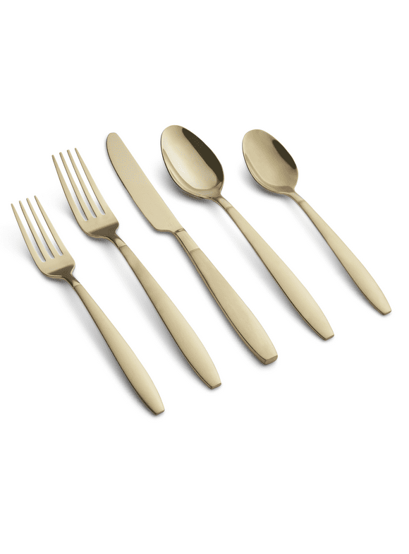 Graze by Cambridge Mathison Champagne Sand & Mirror Stainless Steel 20pc Flatware Set (Service for 4)